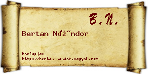 Bertan Nándor névjegykártya